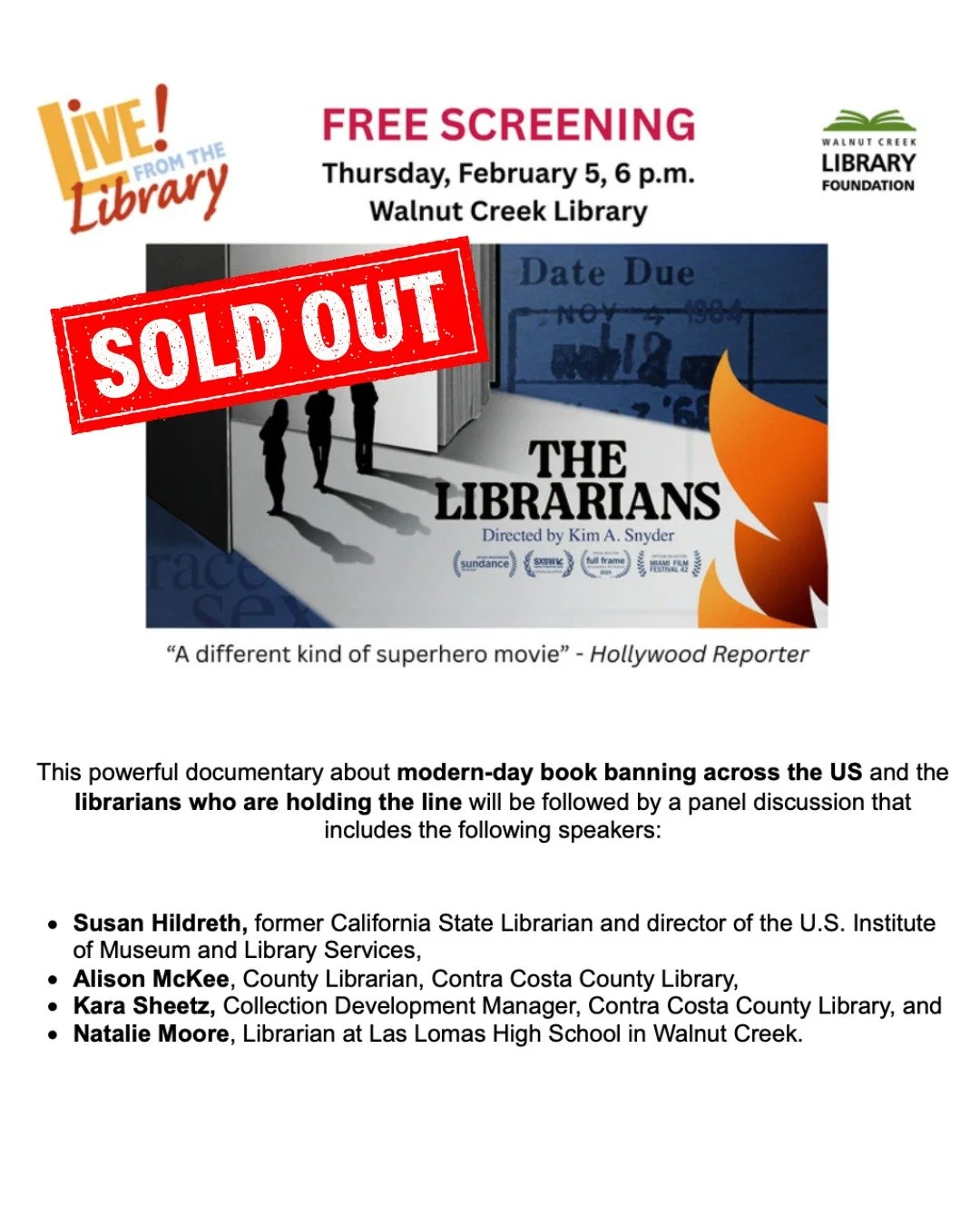 Update on our free screening of the new documentary THE LIBRARIANS.

WE ARE SOLD OUT! If you were unable to get tickets, you may still join the wait list by emailing info@wxlibrary.org with the subject line 'Librarians waitlist'

Looking forward to a