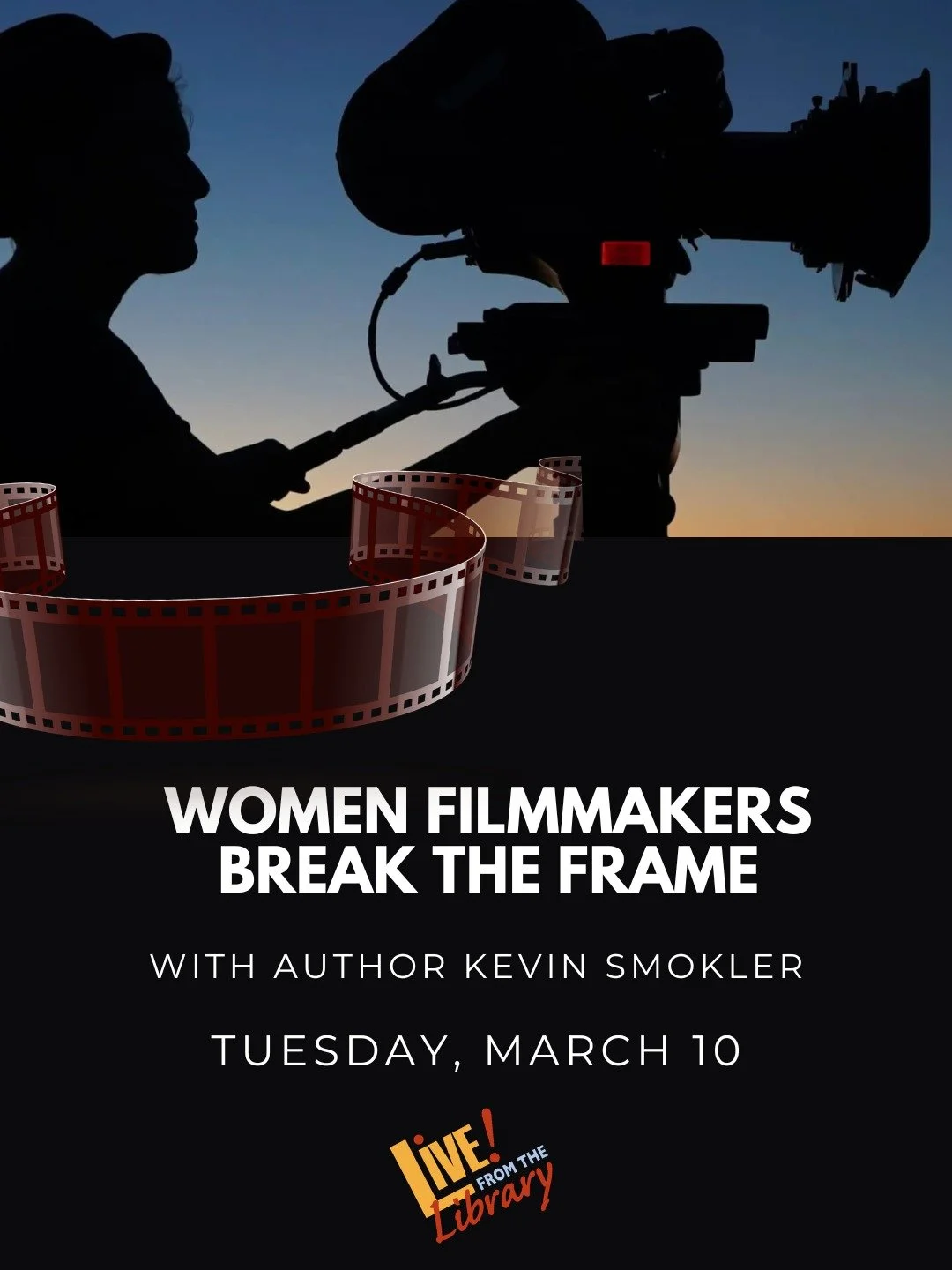 Join us Tuesday, March 10 at 7 p.m. in the Oak View Room at the Walnut Creek Library for this free and engaging event. 

Hear from author Kevin Smokler, who interviewed 24 groundbreaking women filmmakers for his book Break the Frame. 

Space is limit