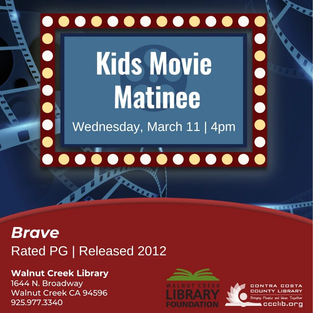 "Our fate lives within us, you only have to be brave enough to see it." 🏹🐻

Come to the Walnut Creek Library on Wednesday 3/11 at 4pm for a family-friendly movie afternoon! This month we will be watching Brave (PG, 2012).

🍿 Snacks &amp;