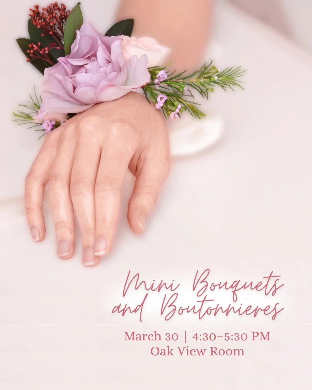 Get prom-ready with flowers that are as unique as you are! 

The Walnut Creek Library is hosting a hands-on floral design workshop where teens will learn how to create their own mini bouquet and boutonniere using fresh flowers. 

This program is regi