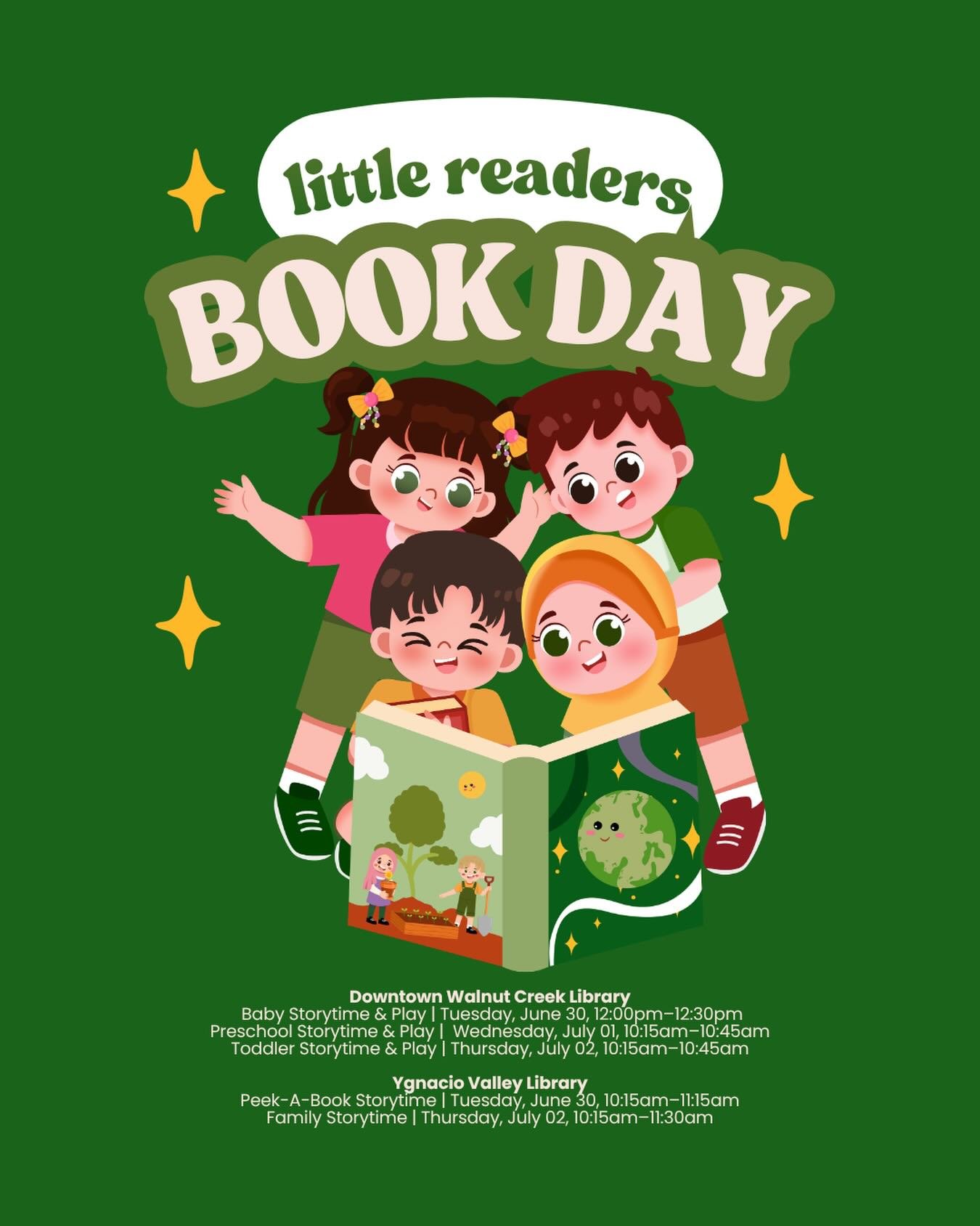 Tiny readers have a full week ahead.

This week at our Walnut Creek libraries, families can find songs, stories, movement, playtime, and a reason to get out of the house before everyone melts into the couch.

Downtown Walnut Creek Library
 Baby Story