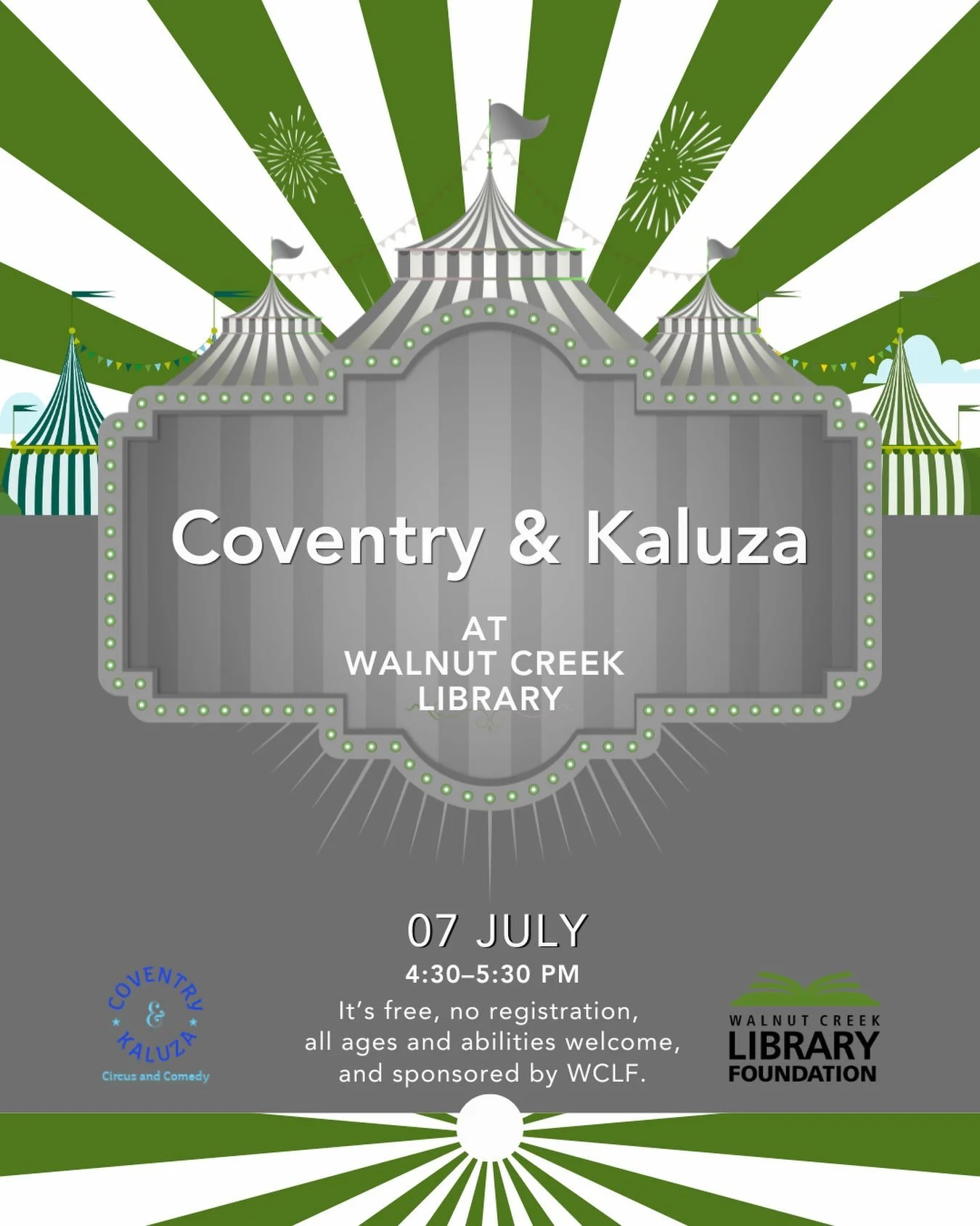 A circus show at the library? Yes, really.

Join us Tuesday at the Walnut Creek Library for Coventry &amp; Kaluza, a free family performance with juggling, acrobatics, comedy, and the kind of library magic kids actually talk about on the way home.

T