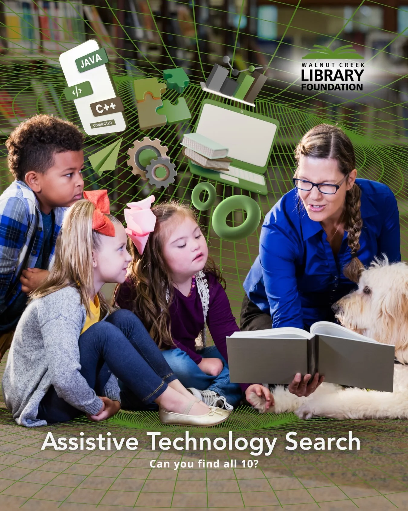 This is such a good example of what makes our libraries special.

All month long, kids can take part in the Assistive Technology Search at the Walnut Creek Library in honor of Disability Pride Month. Search for 10 assistive technology devices hidden 