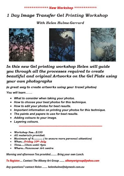 One Day. Image Transfer Gel Printing Workshop 