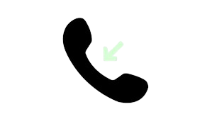 Outline of a telephone receiver with an arrow pointing to the handset.