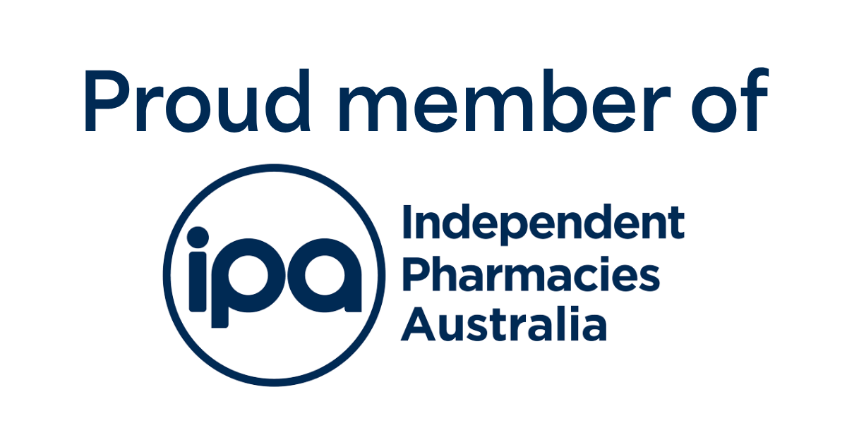 Logo of Independent Pharmacies Australia with the text "Proud member of IPA"