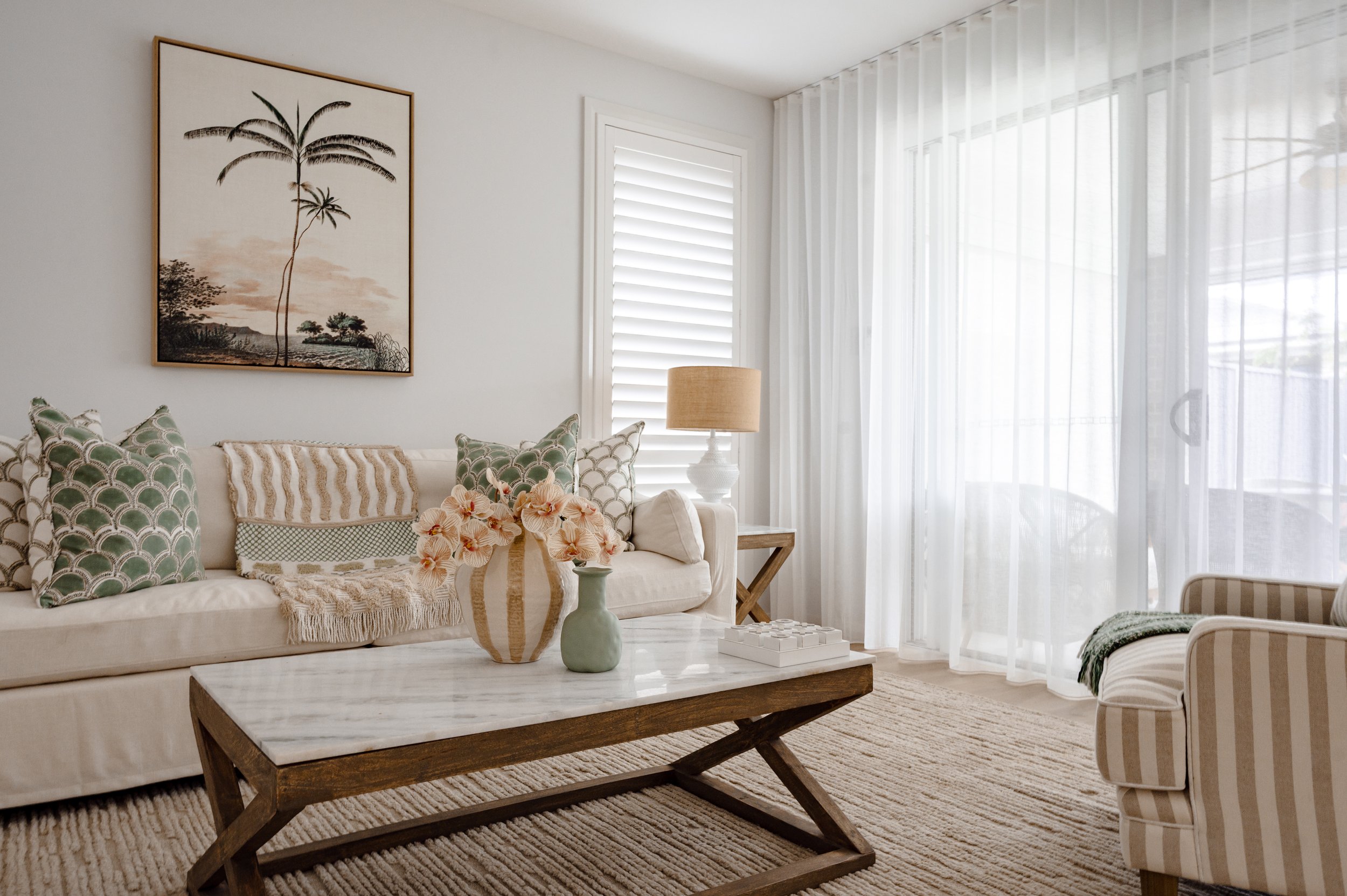 Curtains - S-wave in a sheer linen look fabric 