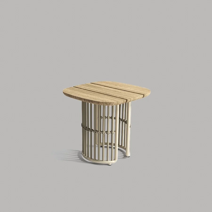 The Line Square Side Table (Top Teak Wood).webp