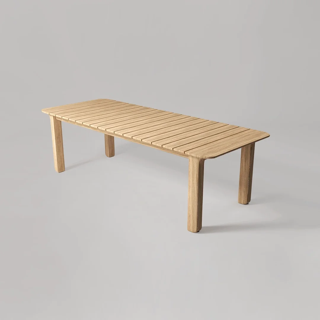 Line Rectangle Dining Table — Wood Top Table