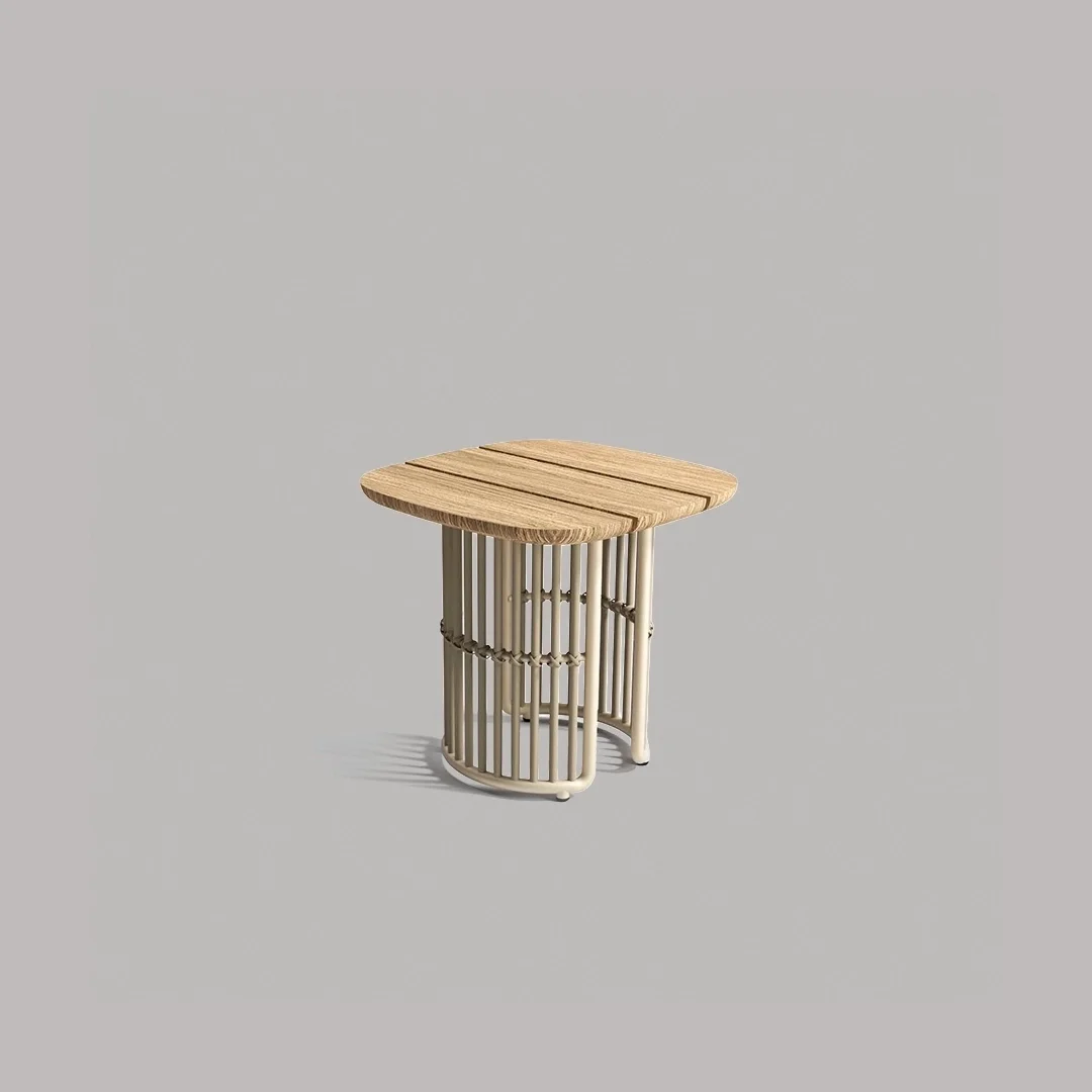 Line Square Side Table — Top Teak Wood