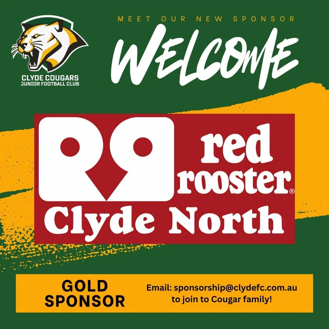 🎉 Big shout-out to Red Rooster Clyde North &ndash; our new Gold Sponsor! 🎉 We&rsquo;re over the moon to welcome the team at Red Rooster Clyde North to the Clyde Cougars JFC family. Thank you so much for supporting our club and community &ndash; you