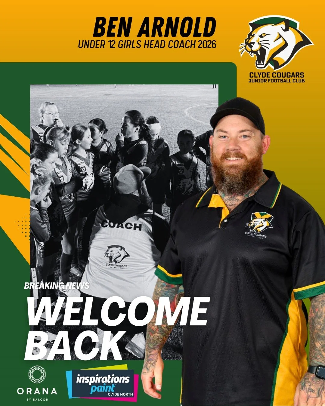 💚🔥 U12 GIRLS COACH ANNOUNCEMENT!🔥💚

We&rsquo;re excited to announce that Ben Arnold is stepping up to coach our Under 12 Girls for the 2026 season!

Ben has already played a huge role in this group&rsquo;s development, guiding many of these girls