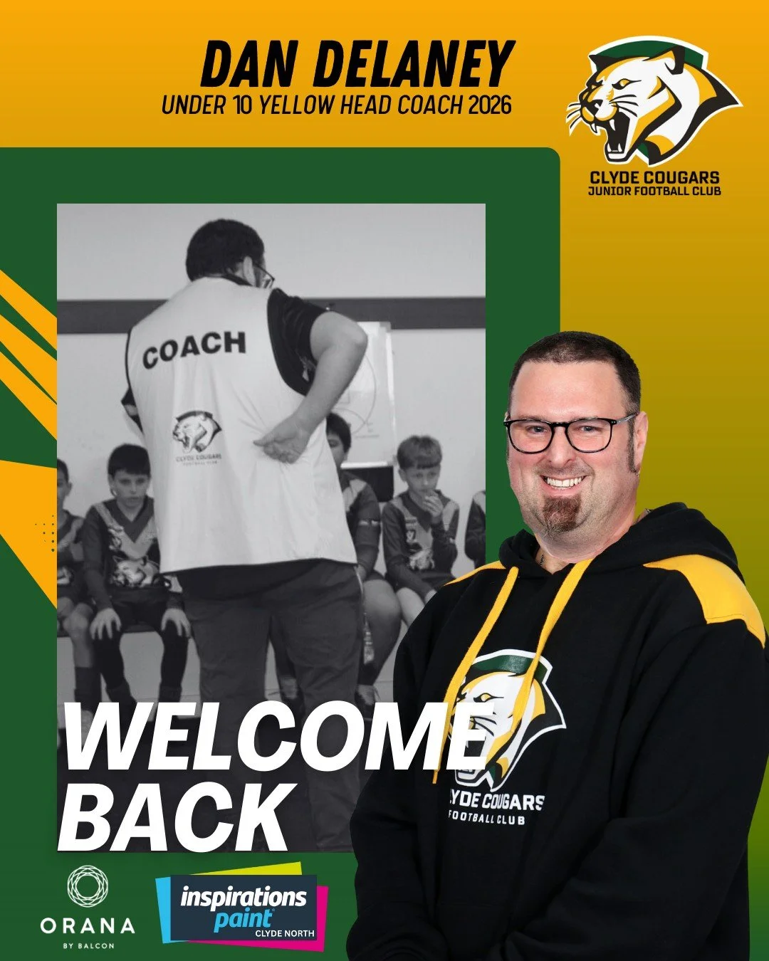 💛🔥 U10 YELLOW COACHING ANNOUNCEMENT! 🔥💛

We&rsquo;re excited to confirm Dan Delaney is returning as the Head Coach of our Under 10 Yellow team for the 2026 season!

Dan brings energy, patience and a genuine passion for junior footy &mdash; and th
