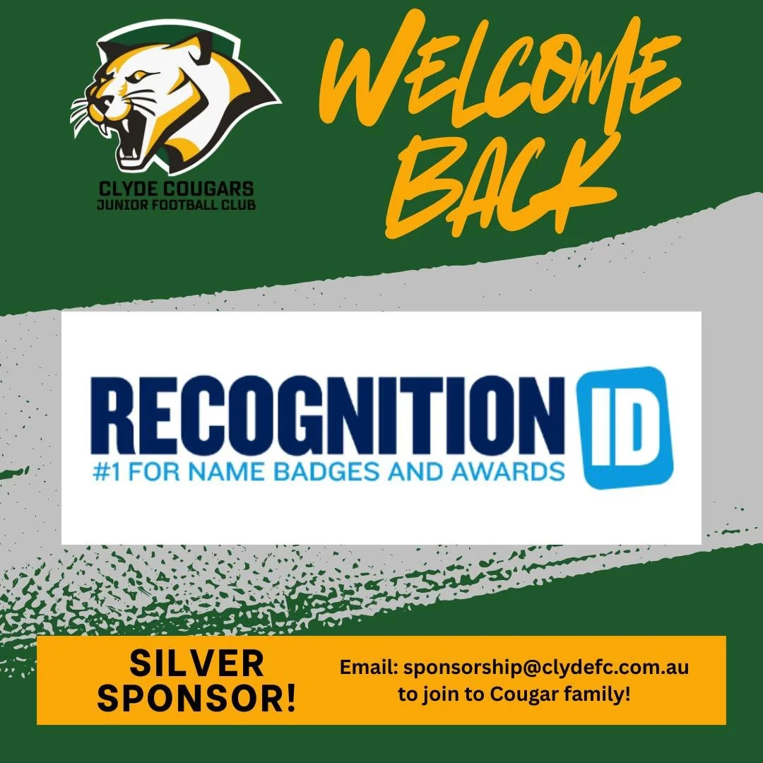 🏆💚 WELCOME BACK, RECOGNITION ID! 💚🏆

We&rsquo;re excited to welcome @recognitionid back as a Silver Sponsor of the Clyde Cougars!

Recognition ID are your go-to business for trophies, awards and badges, and we&rsquo;re proud to have them continui