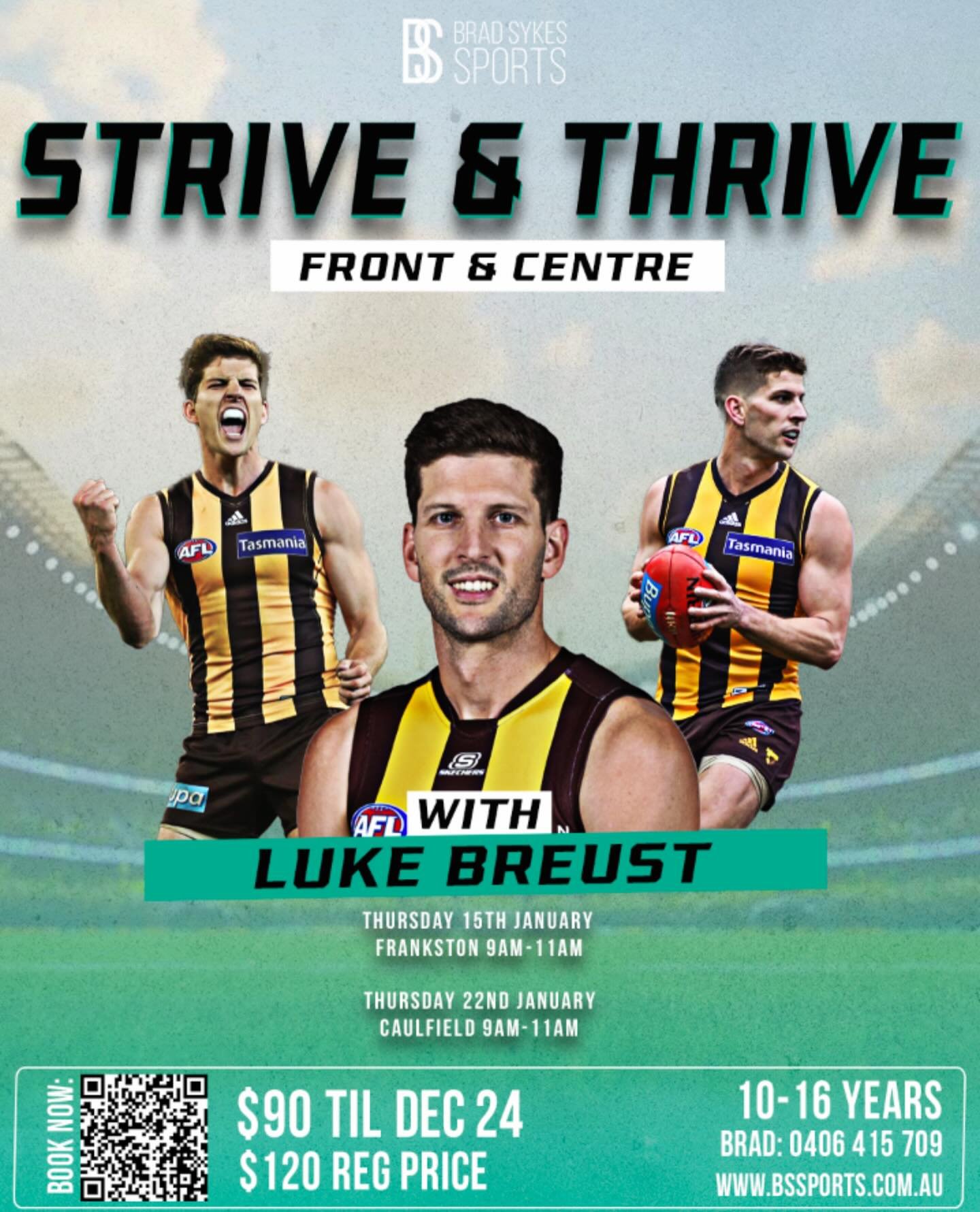 LUKE BREUST is coming to FRANKSTON!

10-16 year olds - Spend 2 hours learning skills from Punky ahead of the &lsquo;26 season.

Thurs 15 Jan
9-11am
Kinetic Stadium, Frankston

Trybooking.com/DHVBQ
Type BREUST at checkout for $22 off.