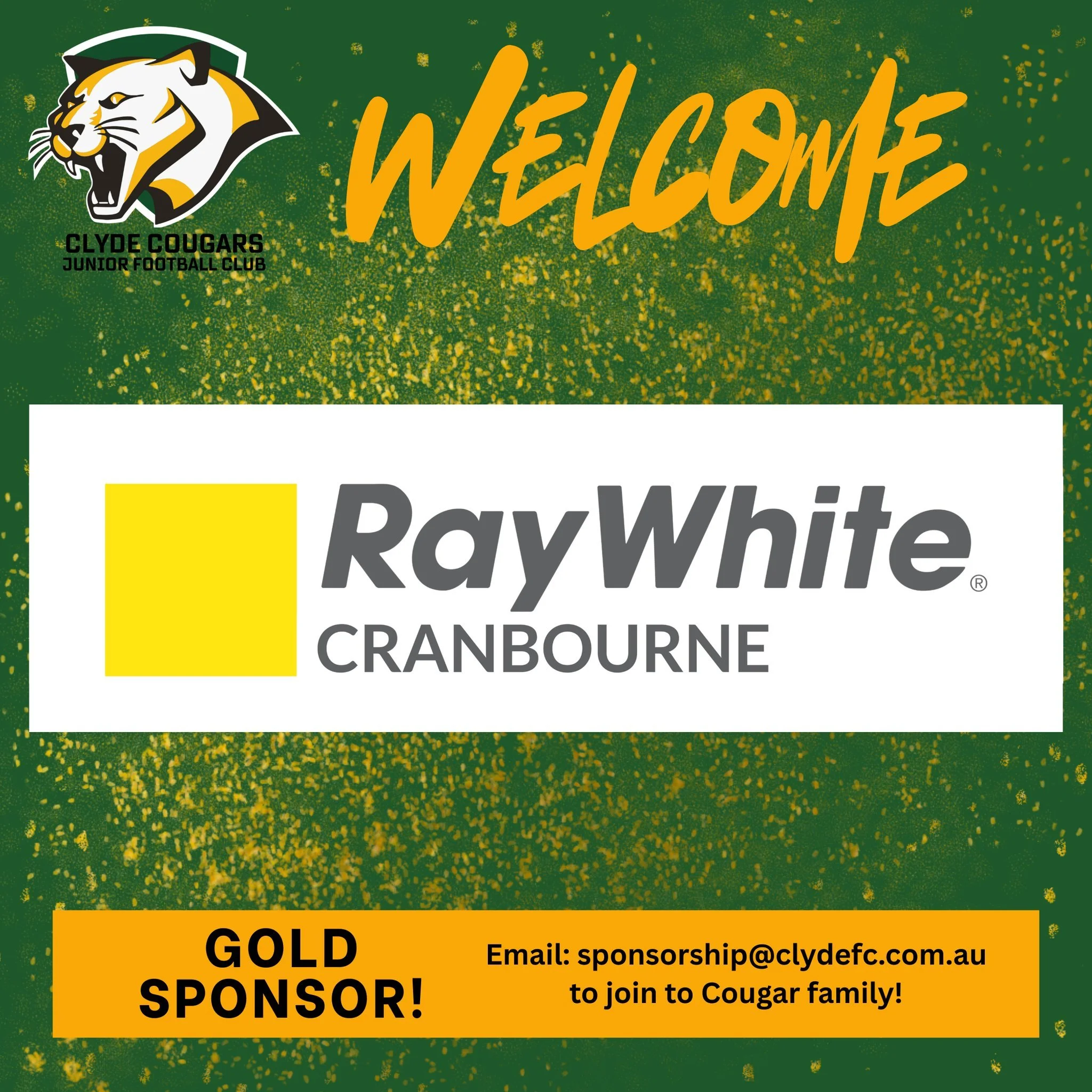 🏡💚 WELCOME TO THE COUGARS FAMILY, RAY WHITE CRANBOURNE! 💚🏡

We&rsquo;re proud to announce that @raywhitecranbourne have come on board as GOLD SPONSORS for the 2026 season &mdash; and they&rsquo;re bringing an incredible community-focused partners