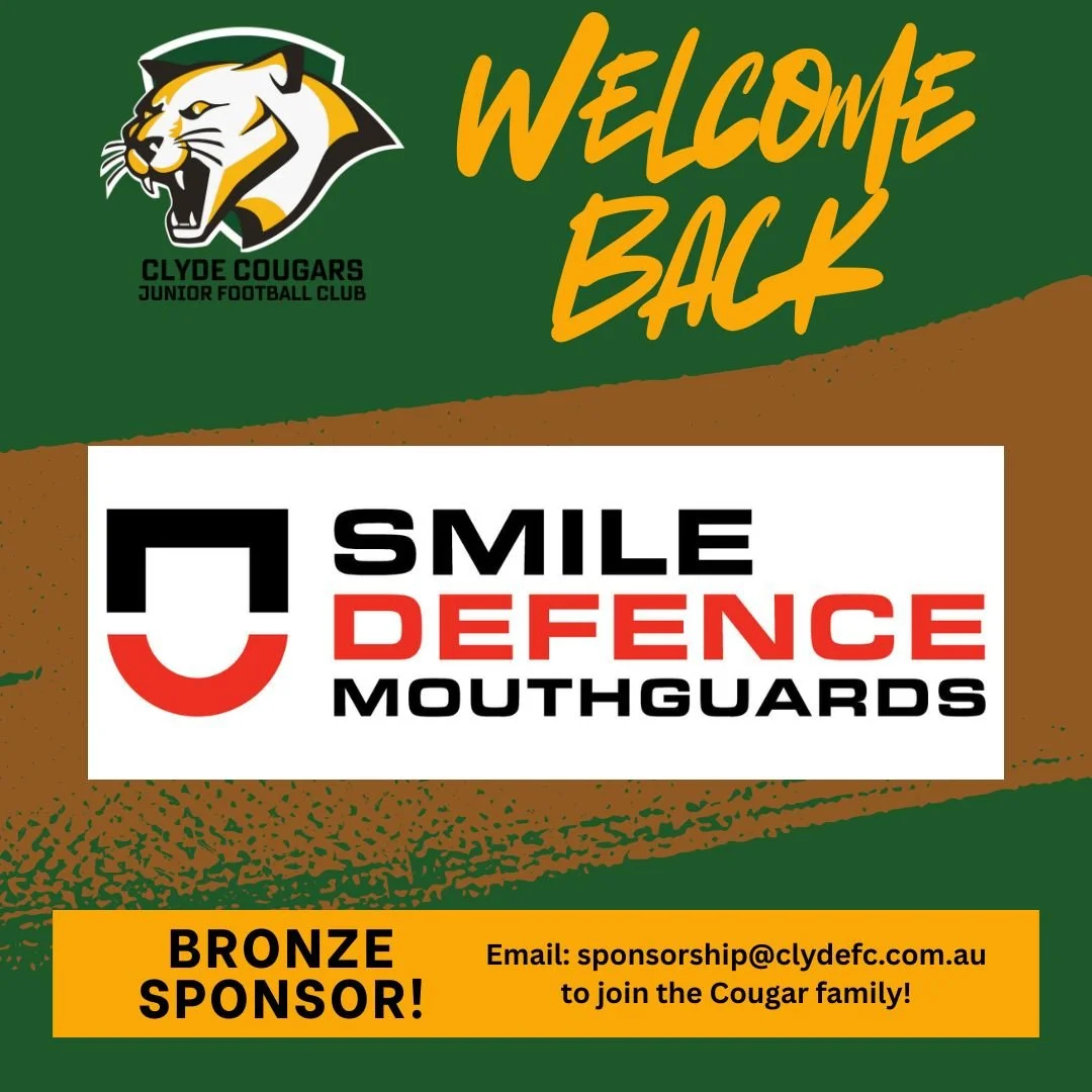 😁🦷💚 SPONSOR ANNOUNCEMENT &ndash; SMILE DEFENCE MOUTHGUARDS 💚🦷😁

We&rsquo;re pleased to welcome Smile Defence Mouthguards back on board for the 2026 season as a Bronze Sponsor of the Clyde Cougars!

Smile Defence will once again be supporting ou