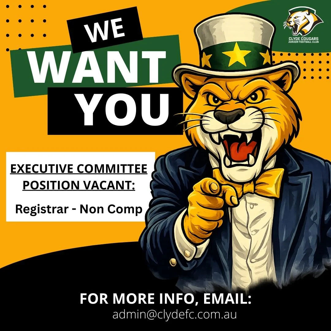 🚨💚 WE&rsquo;RE RECRUITING &ndash; EXECUTIVE COMMITTEE ROLE 💛🚨

Want to be part of something bigger than game day? This is your chance to help shape the future of the Clyde Cougars.

We&rsquo;re on the lookout for a passionate, organised and commu