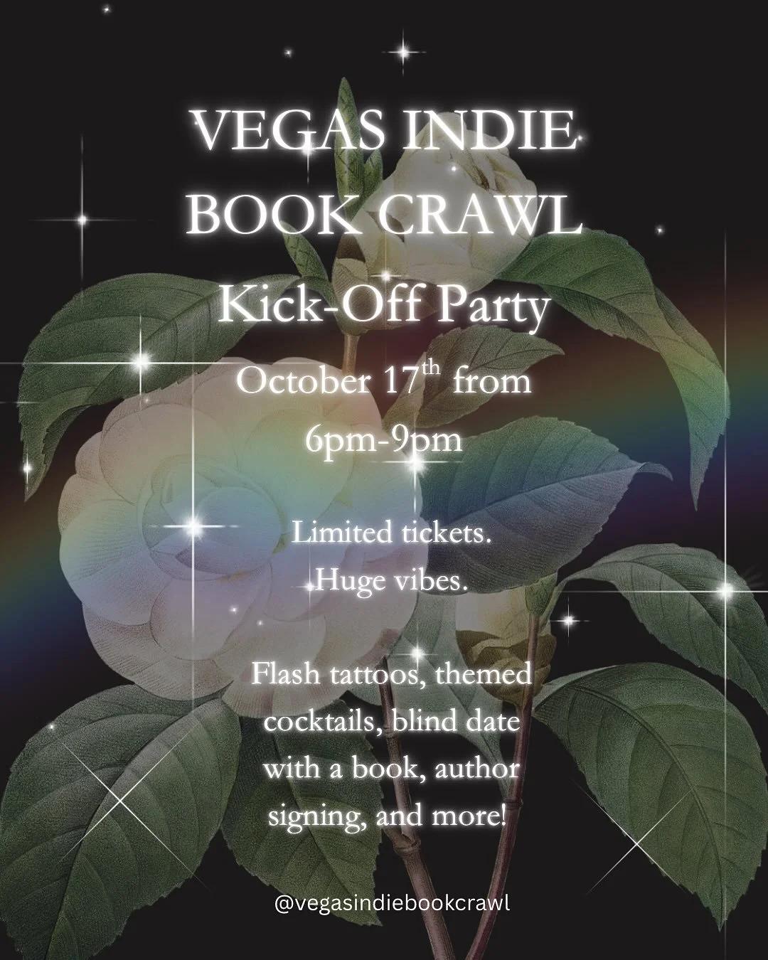 Hi book besties! 📚🖤✨
We are so excited to officially announce our kick-off party that will be happening on 10/17 from 6-9pm at The Dark Room here in Las Vegas. Tickets are limited and for sale on our site! 
 We will have local vendors from the Vega
