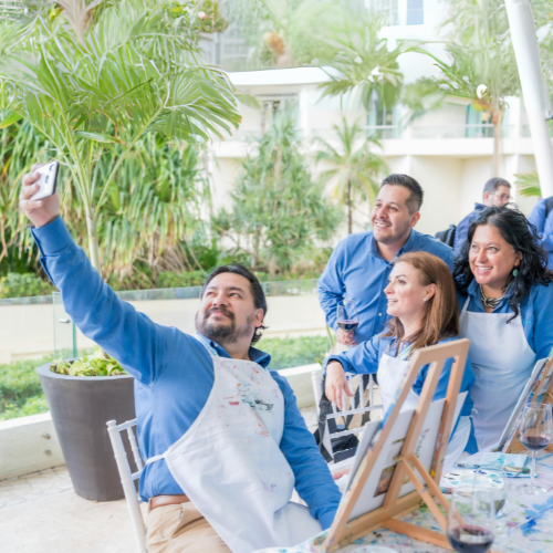 Mobile paint party for corporate team-building and office events in Ventura County, Thousand Oaks, and Simi Valley with Poppin’ Palette.