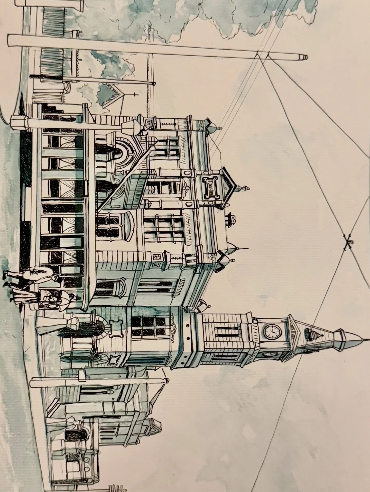 Leichhardt town hall in watercolour and felt tip pen 🖊️ 

Prepping for my exhibition in April with fellow architecture drawers, Sorrel and Joyce!  @quokkascorner and @picket_fence_illustrations 

#watercolour #leichhardt #innerwest #sydney #architec