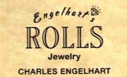 Vintage jewelry store advertisement for Engelhardt's Rolls Jewelry by Charles Englert