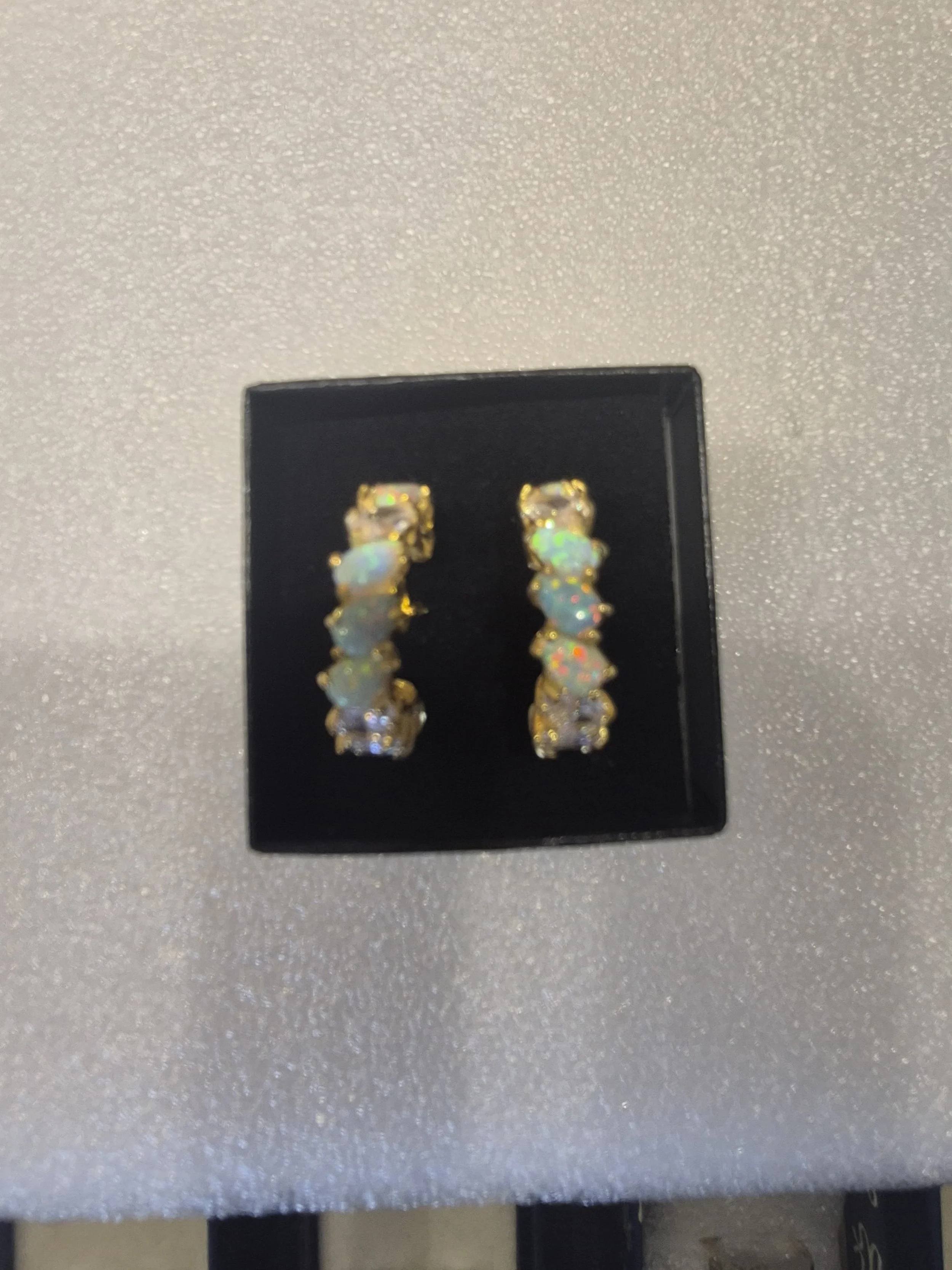 ER-008-E: Lab opal & white stones earrings 11ctw $158. KB