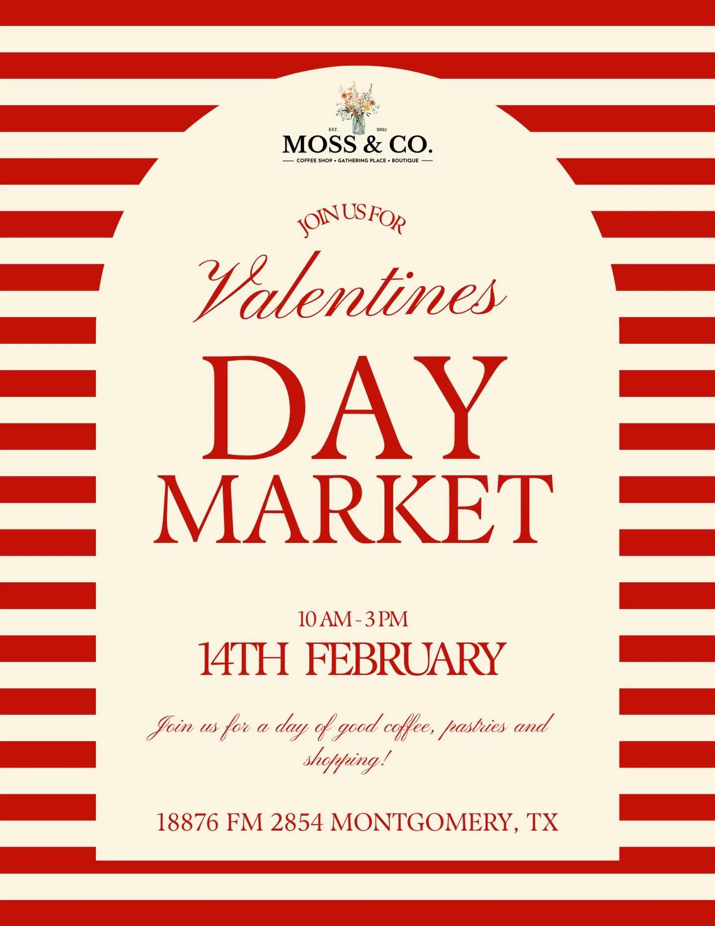 Love is in the air and so is the smell of fresh coffee ☕️💘Join us for our Valentine&rsquo;s Day Market at Moss &amp; Co Market!

✨ Shop local vendors:
Permanent jewelry @watershedjourney 
Handmade candles @sweetteeniescents 
Watercolor painting - Ab