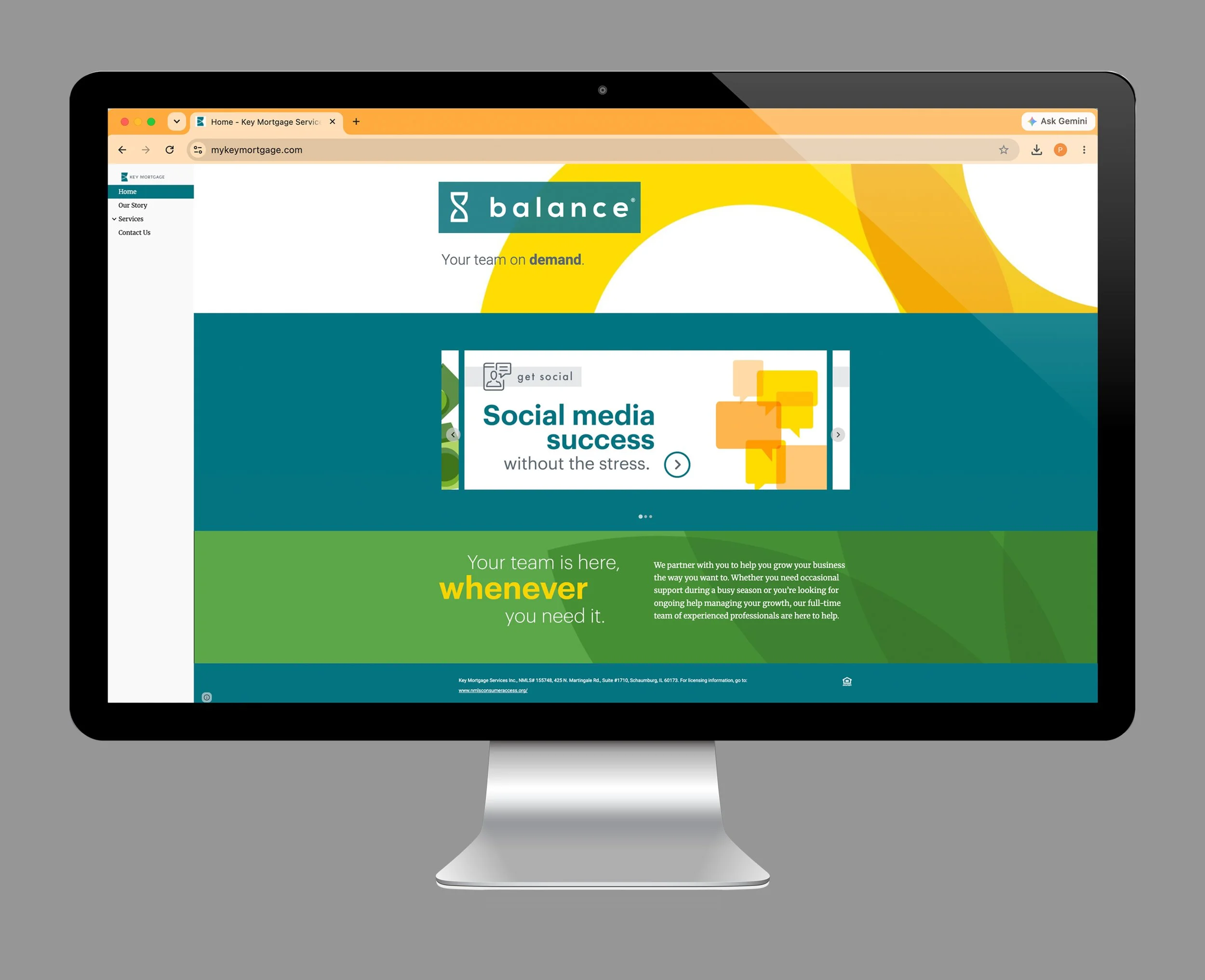 Website design for internal Key Mortgage Balance program