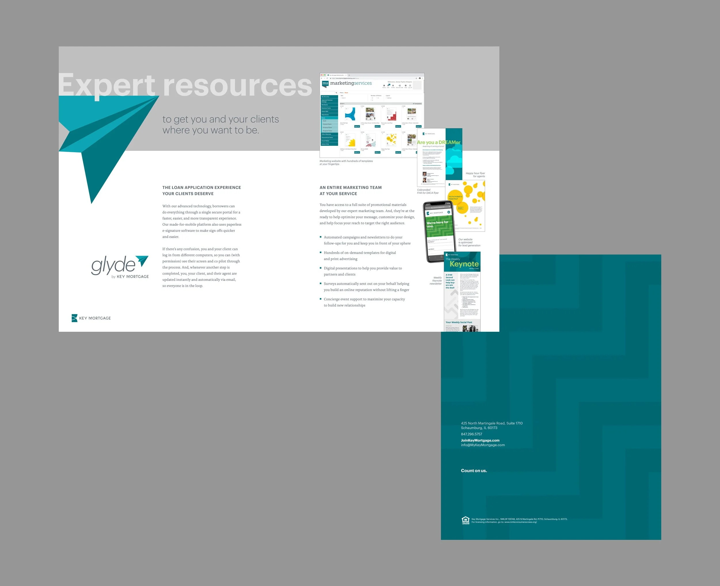 Spread and back cover for recruiting brochure