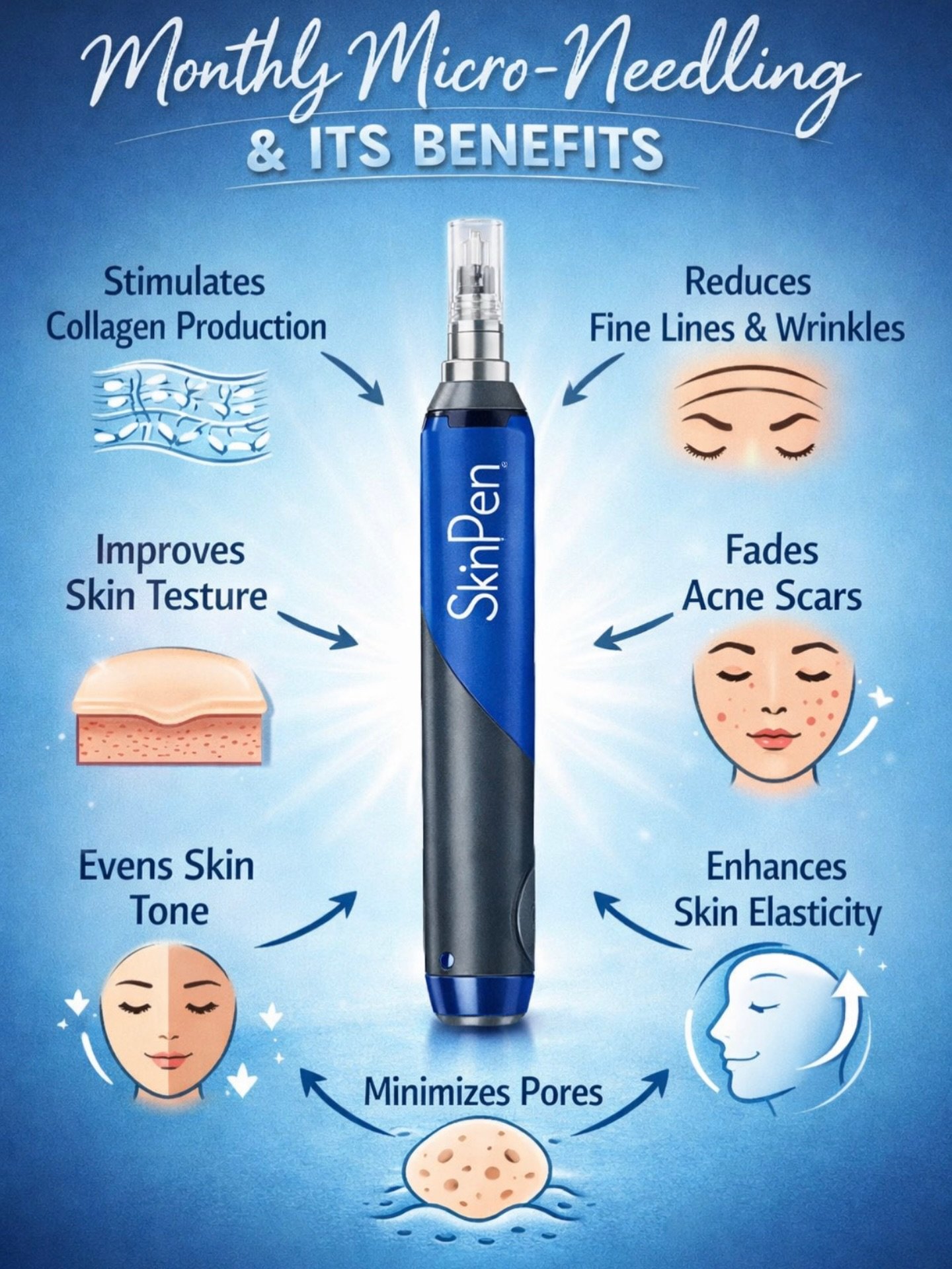 Consistency is the real glow-up. ✨

Monthly microneedling isn&rsquo;t just a treatment&mdash;it&rsquo;s a skin investment. By creating controlled micro-channels, SkinPen stimulates your body&rsquo;s natural healing response, boosting collagen and ela