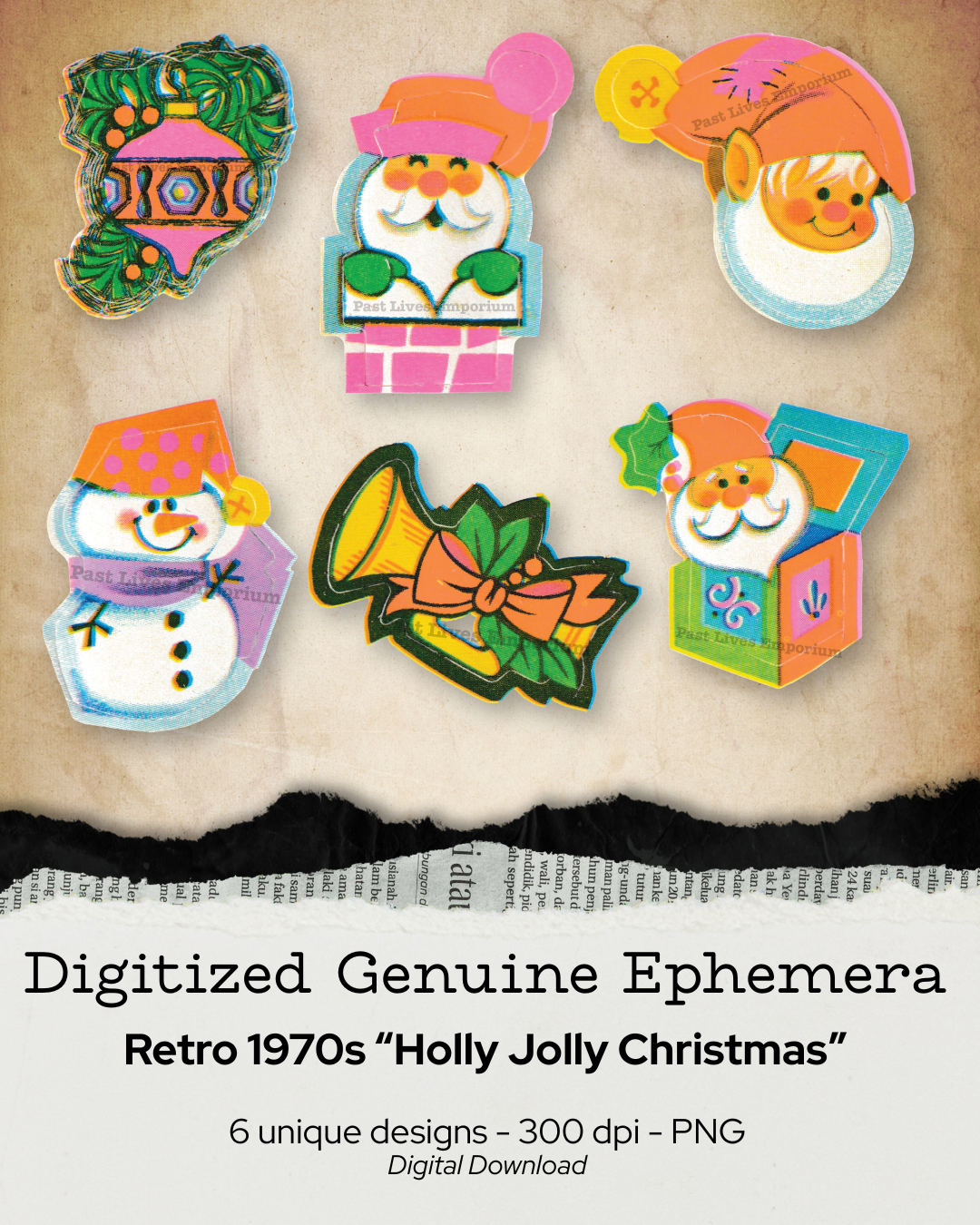 Holly Jolly Christmas - Set 1 – Genuine Vintage Digital Ephemera Collection