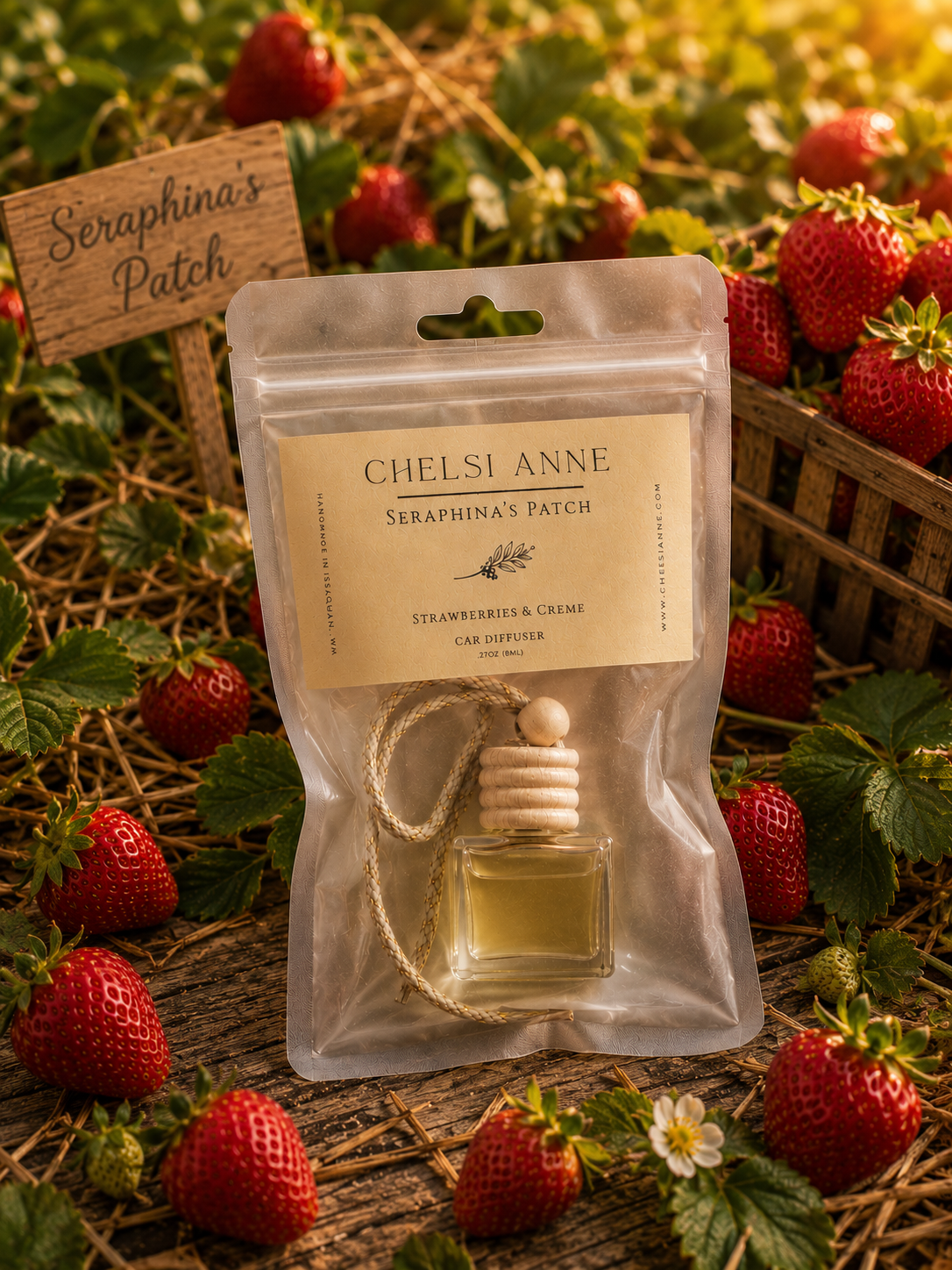Chelsi Anne luxury hanging diffuser in sealed packaging against a linen background