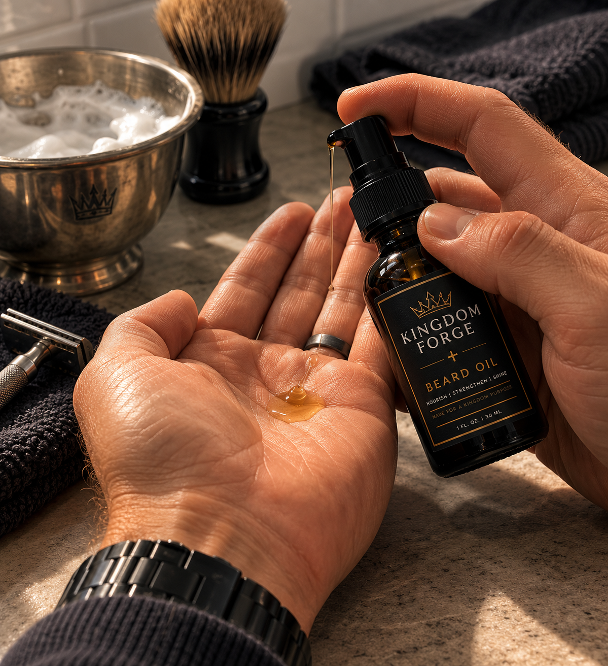 Kingdom Forged - Beard oil lightly scented with bergamot, cedarwood and ambrette