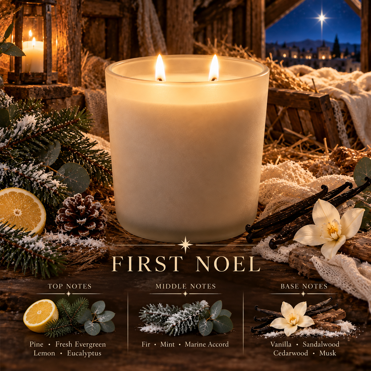 First Noel - Fresh Evergreens, Creamy Vanilla & Warm Woods