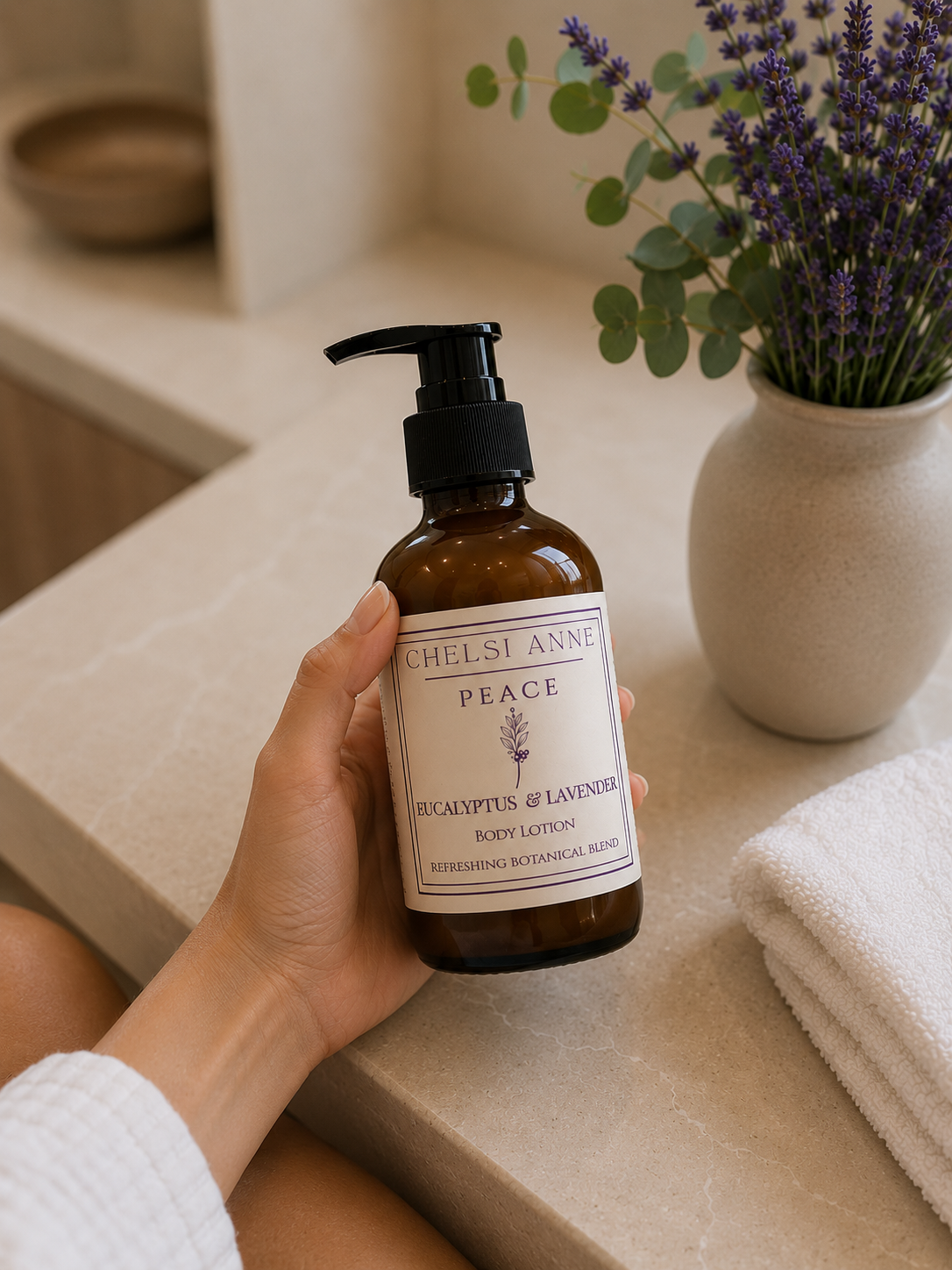 Peace Body Lotion made with Lavender, Eucalyptus and Mint Essential Oils