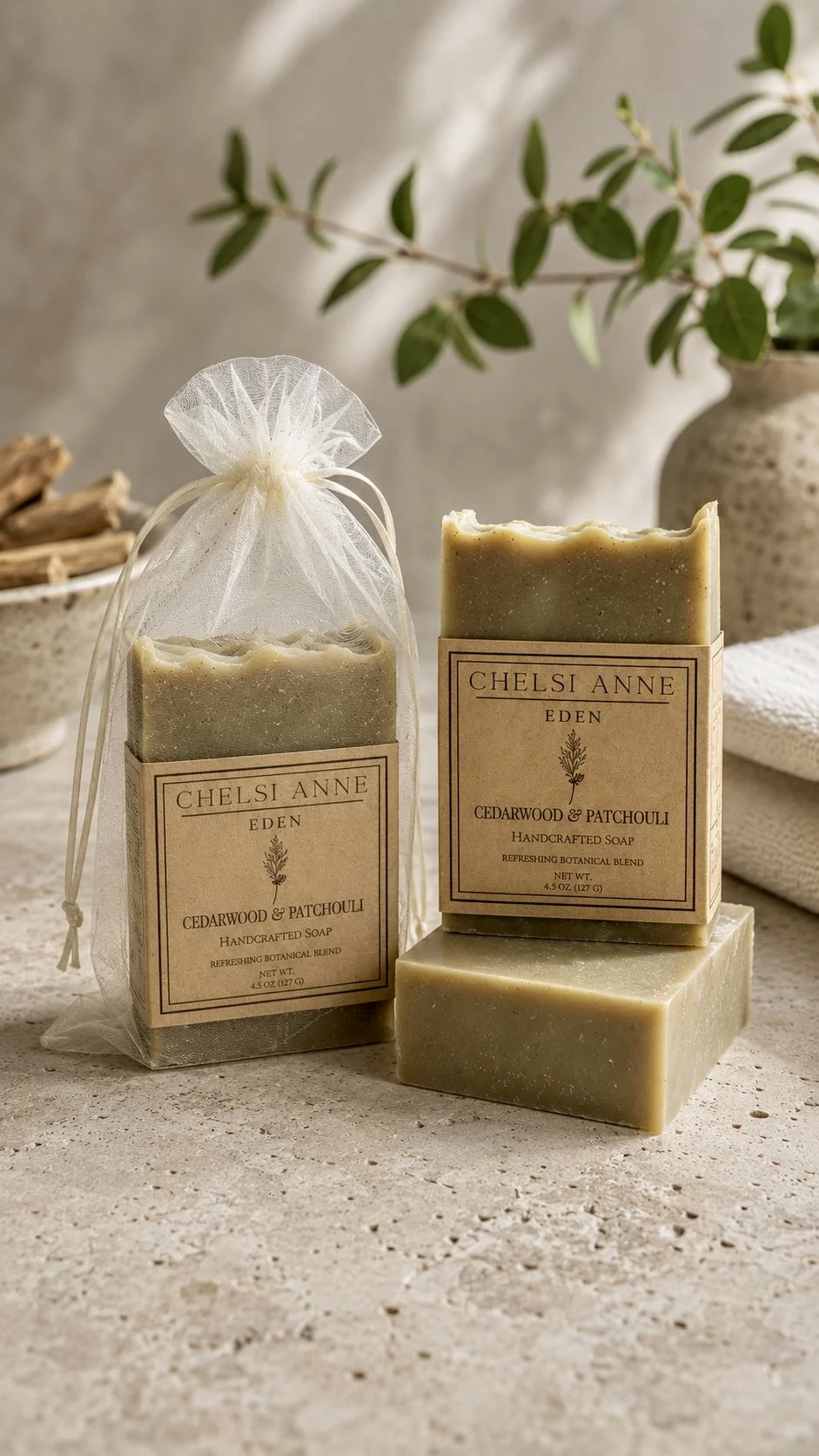 Eden - Frankincense, Cedarwood & Patchouli Scented Bar Soap Chelsi Anne