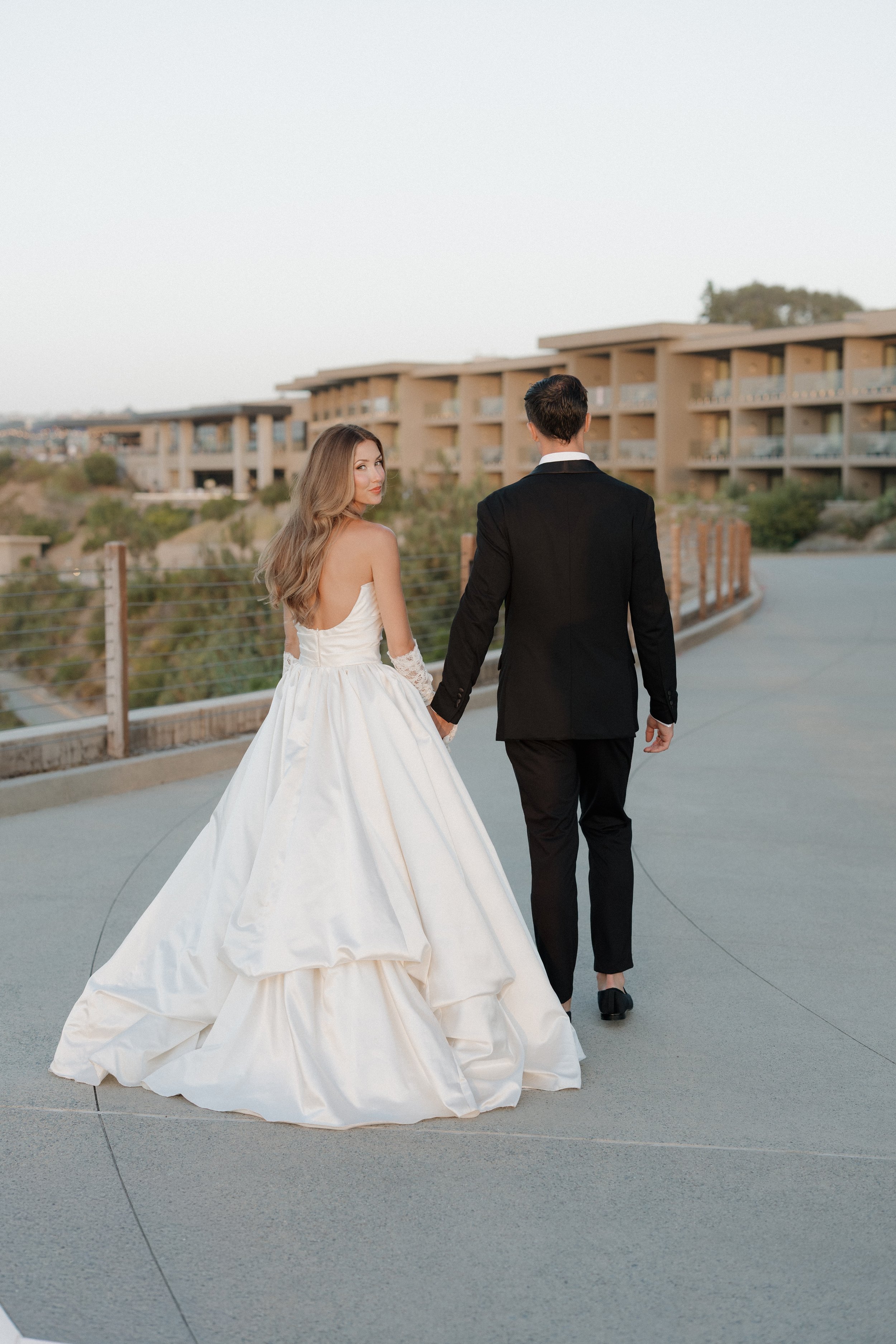 Bride in editorial portrait, golden hour light
