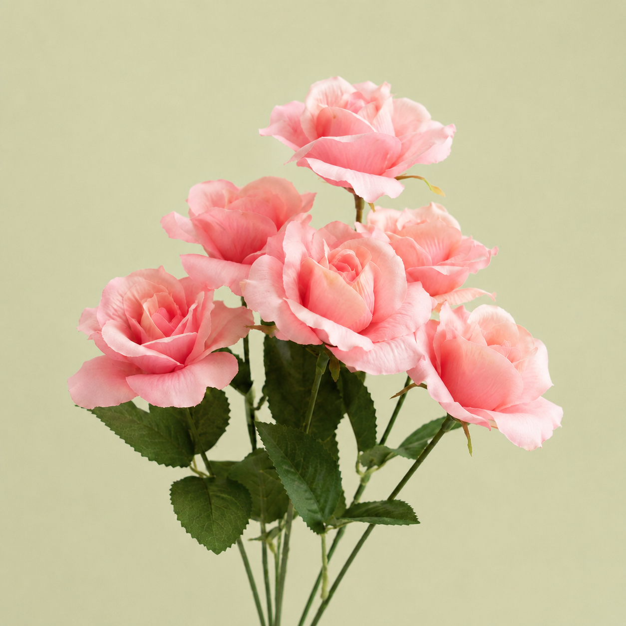 Artificial tea rose blush stem with pink faux petals