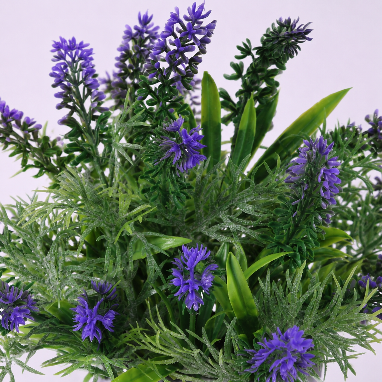 Artificial lavender greenery with purple flowers and realistic foliage for indoor decorative arrangements