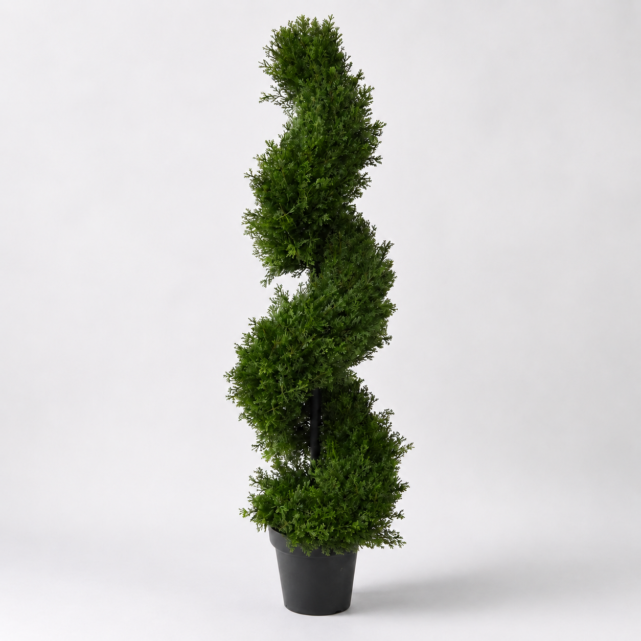 Artificial spiral cedar topiary tree for indoor and outdoor decorative spaces