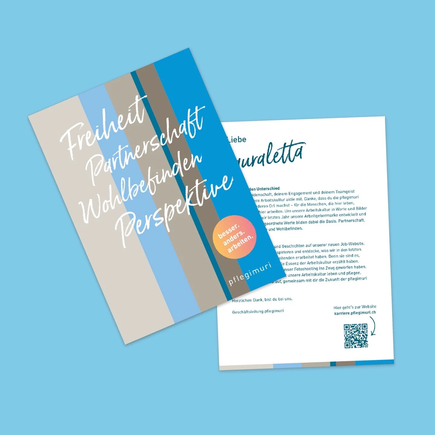 Das hat Spass gemacht &ndash; und das sieht man! KLAR hat gemeinsam mit der @pflegimuri die Arbeitgebermarke neu definiert &ndash; von der Strategie bis zum Design. Das frische, eigenst&auml;ndige Branding spiegelt sich in Farben, Schriften &amp; Ico