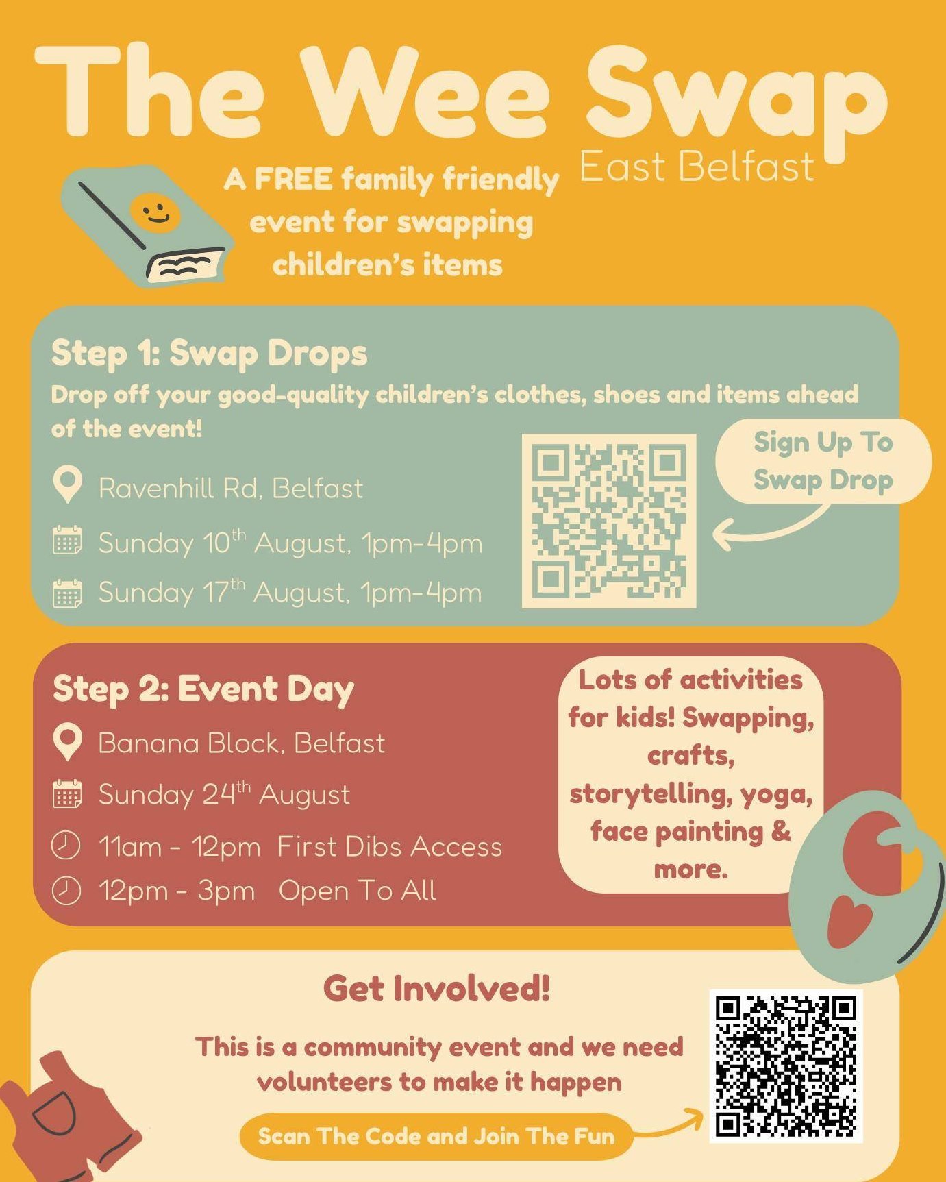 Help us spread the word about The Wee Swap East Belfast! Our official e-flyer is here and we're keen to connect with local organisations and community groups who may be interested in getting involved. If you'd like to share the e-flyer with a group, 