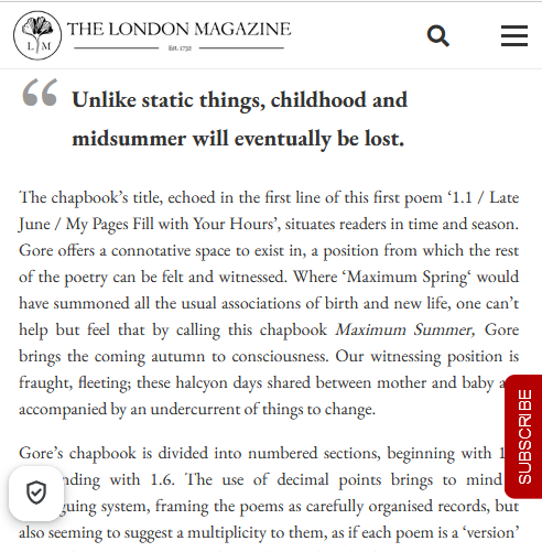 1 London Magazine Maximum Summer review Meesha Williams.png