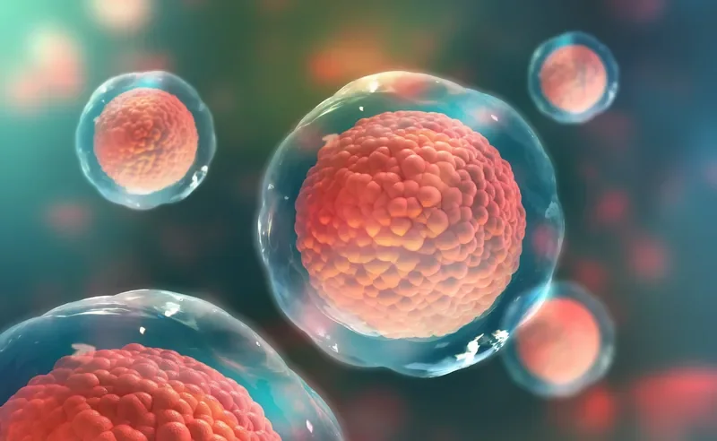 3D illustration of healthy cells with translucent membranes demonstrating high cell viability and low cytotoxicity
