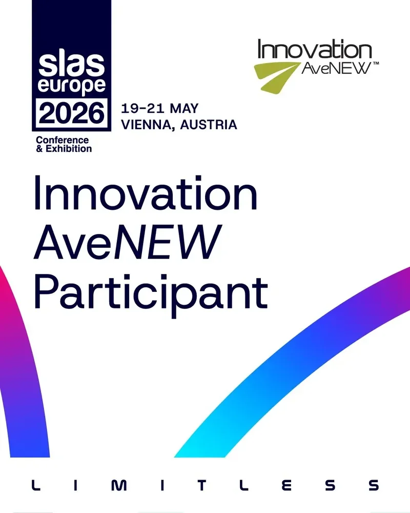 SLAS Europe 2026 Innovation AveNEW Participant badge, Vienna Austria 19-21 May