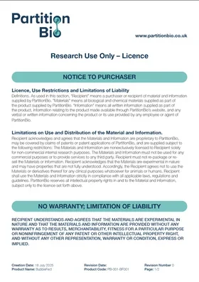 BubbleFect Research Use Only licence document, PartitionBio