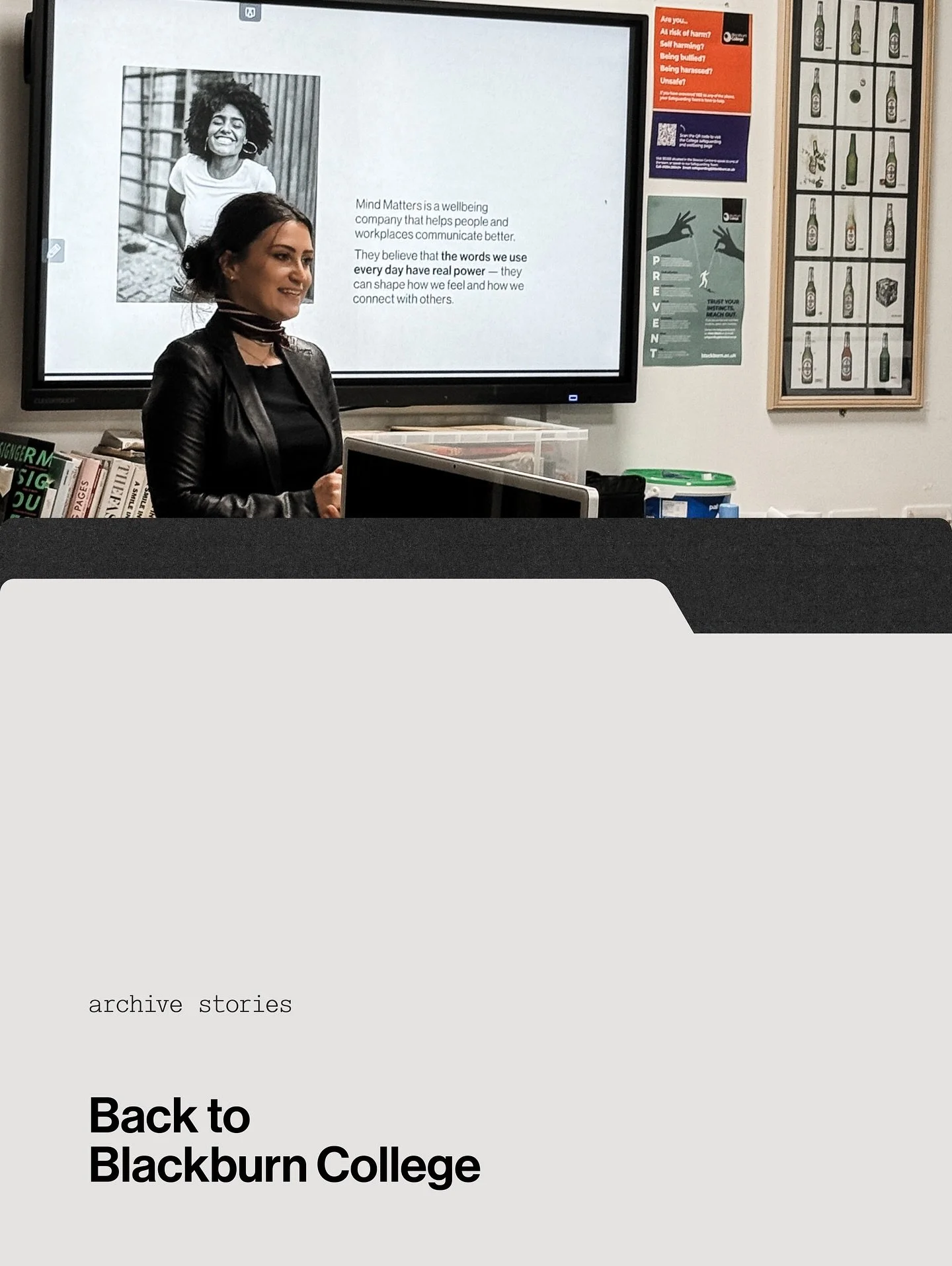 Last week I headed back to where it all began &mdash; the graphic design course at Blackburn College.

I spent some time talking to the new students about my journey and what I&rsquo;ve been up to since I left all those years ago, and this year I set