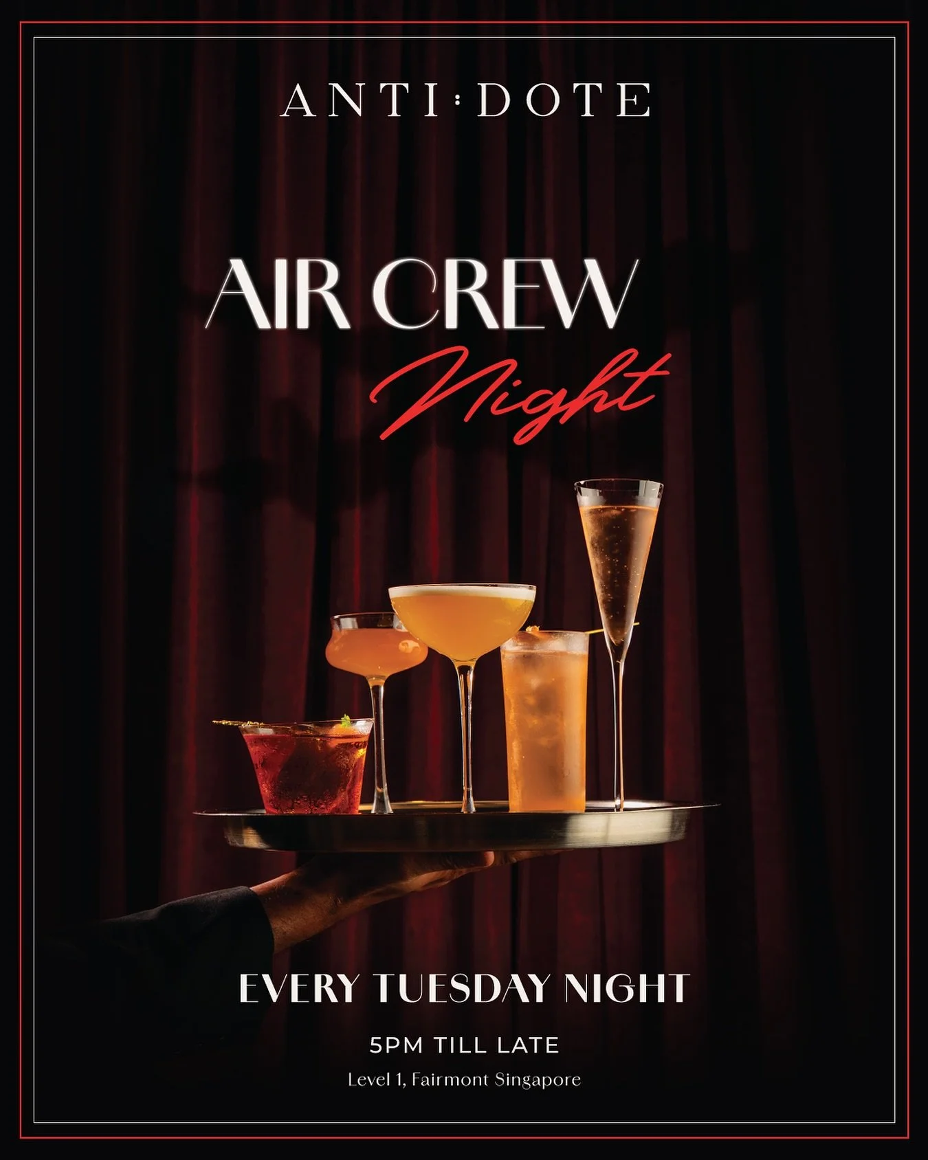 [Launching Tue 16 Sep]

CREW NIGHT &ndash; celebrating those who take flight. Tuesdays now belong to those who soar through the skies. A tribute to local &amp; international Cabin Crew and Airline professionals who welcome, serve, and care &ndash; to