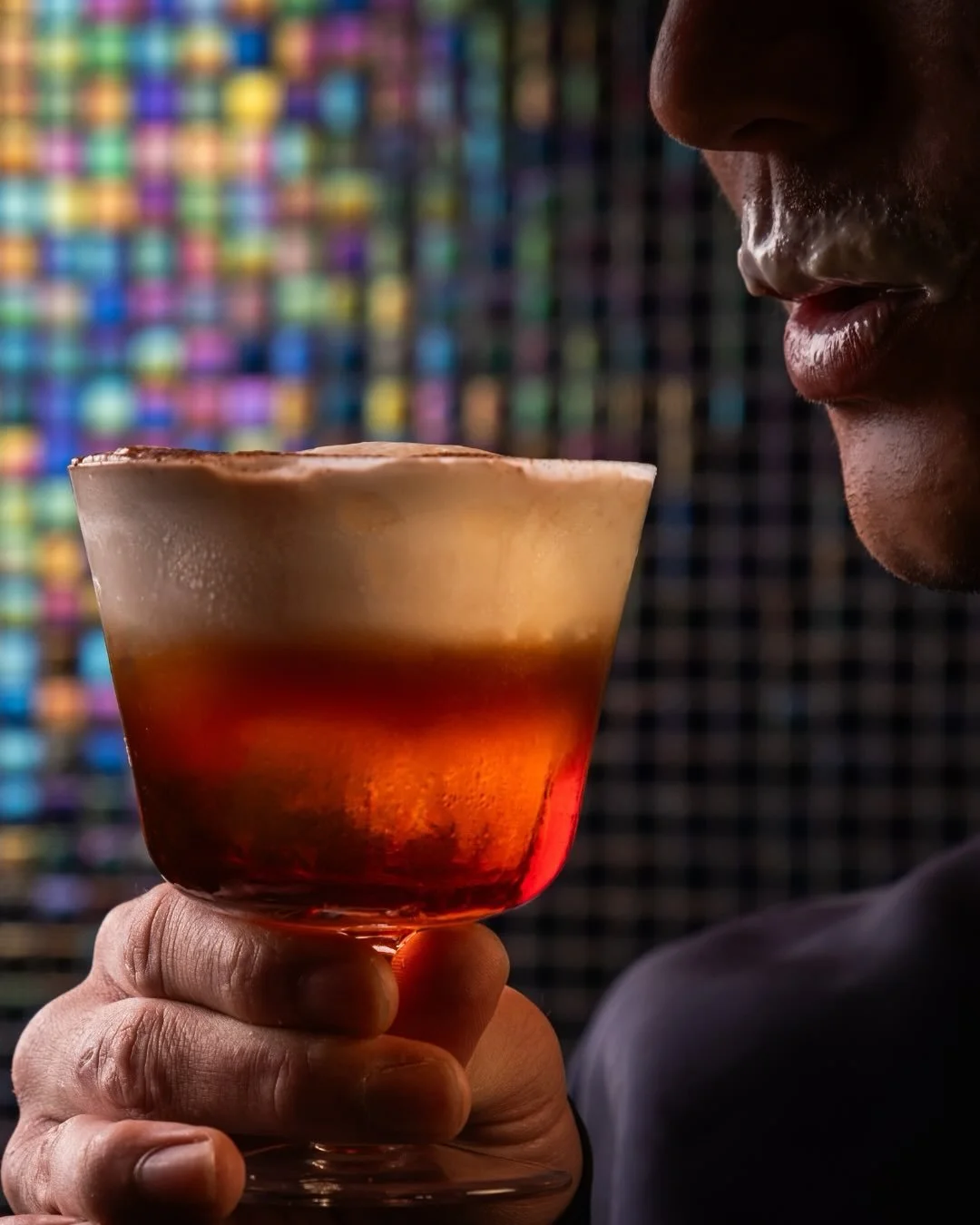 Crafted with love by our alchemists.
GUILTY NOT GUILTY
Patrón Silver Tequila | Oloroso Sherry | Chocolate Sugar |
Mint Syrup | Cocoa Powder
Soothe your hangxiety with a cheeky foam mustache that
brings out your playful side.
How are you feel